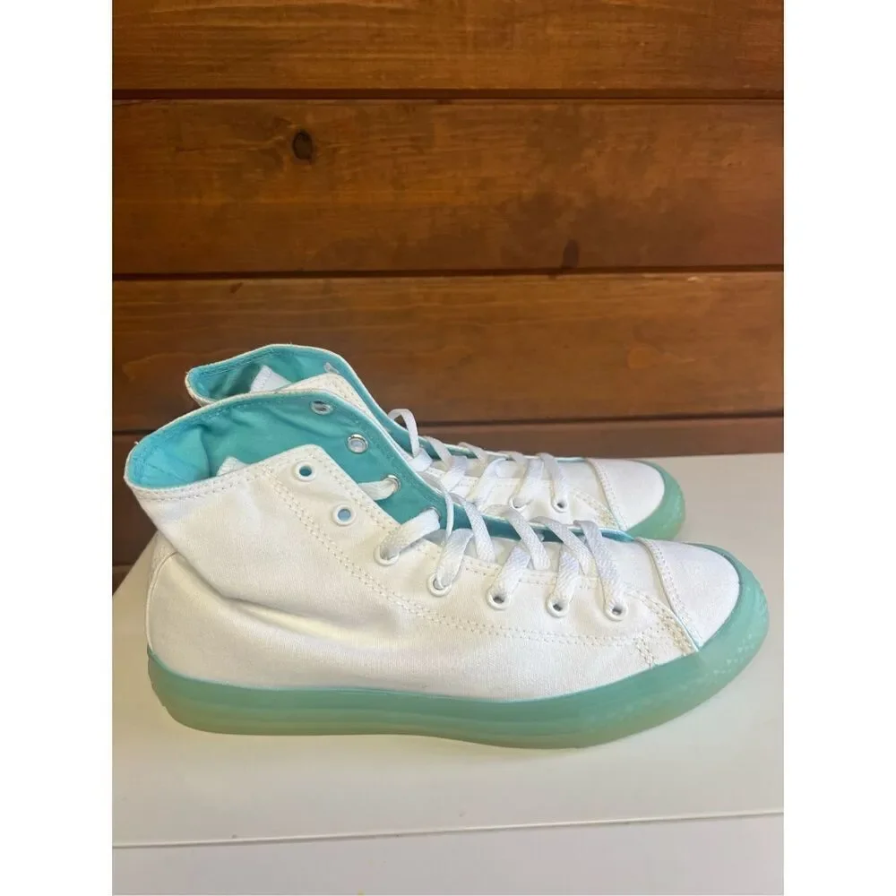 Converse Chuck Taylor All Star Hi Big Kids Shoes White/Bleached Aqua 660718c Sz